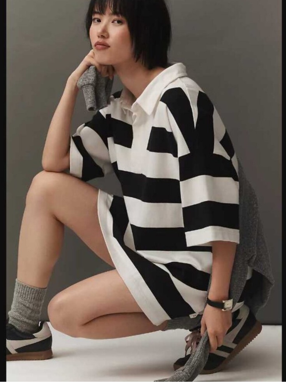 Anthropologie x Daily Practice oversized rugby mini shirt dress large
